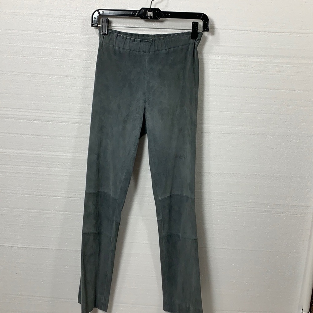 STOULS Paris light gray straight leg suede pants
